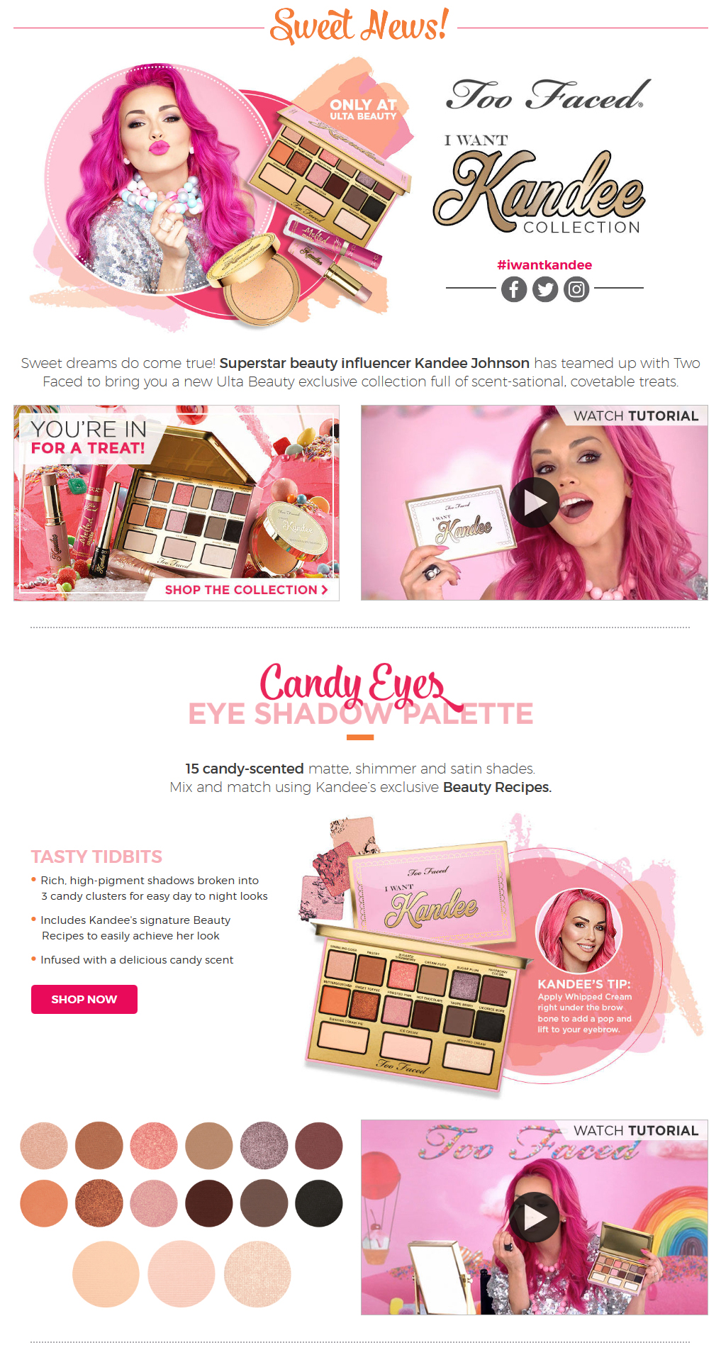 Ulta Too Faced Kandee Johnson Promo Email